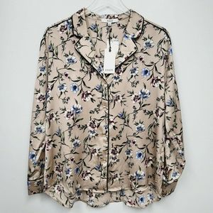 RO & DE Black Floral Sheer Slit Sleeve Romantic Blouse Medium Womens